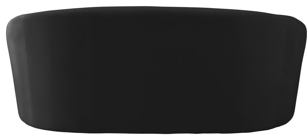 Riley Velvet Upholstered Rounded Loveseat, Black