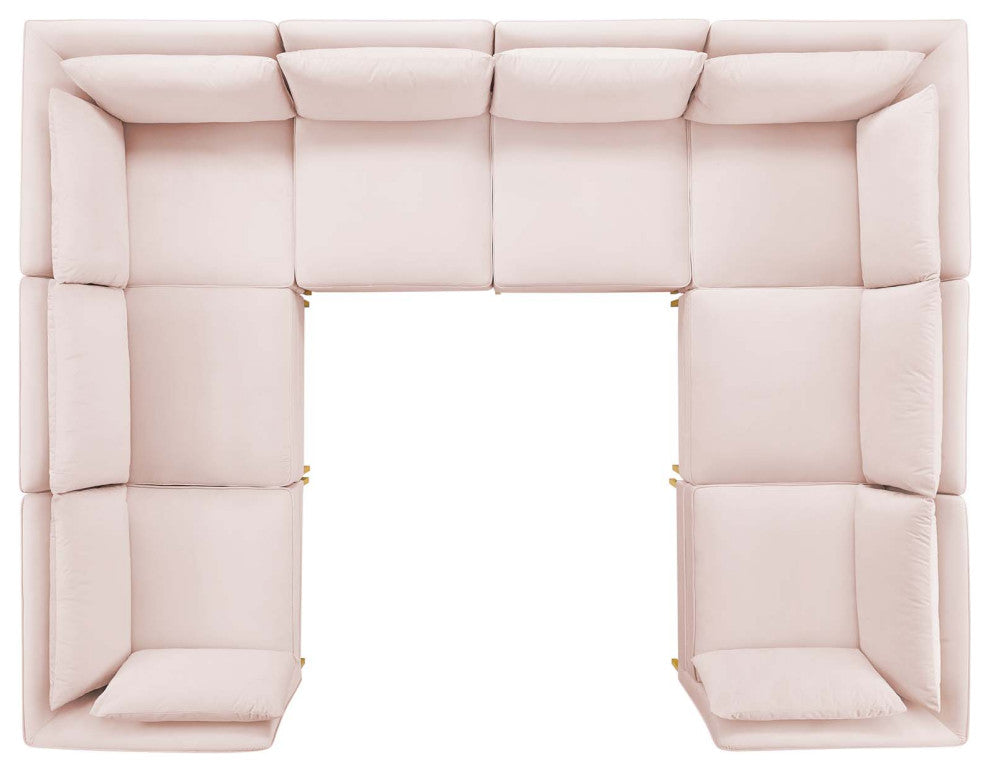 Sectional Sofa Set, Velvet, Pink, Modern, Living Lounge Hotel Lobby Hospitality