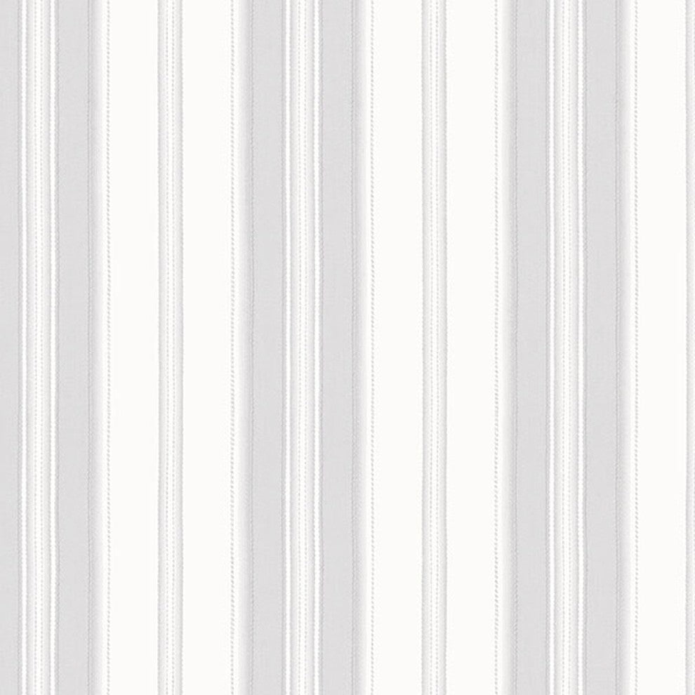 Stripes And Damasks, Classic Damask Stripes White, Gray Wallpaper Roll