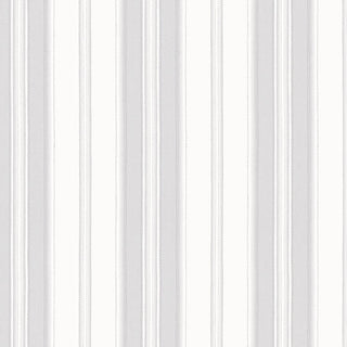 Stripes And Damasks, Classic Damask Stripes White, Gray Wallpaper Roll