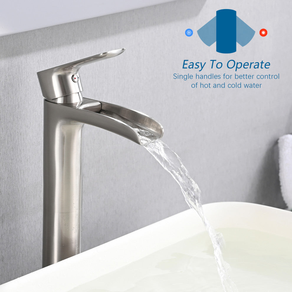 Single Hole Bathroom Faucet With Drain Assembly, Brushed Nickel