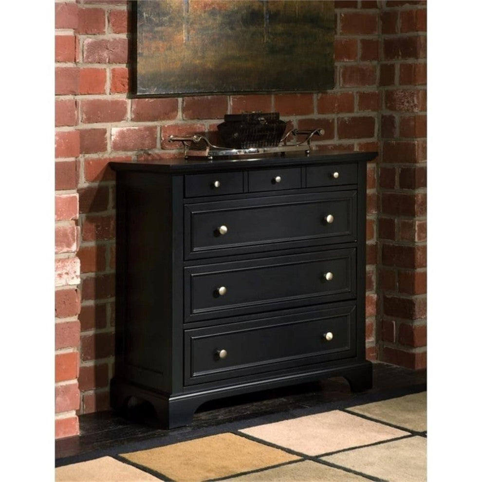 Bowery Hill Traditional 4-Drawer Hardwood Chest in Ebony Black