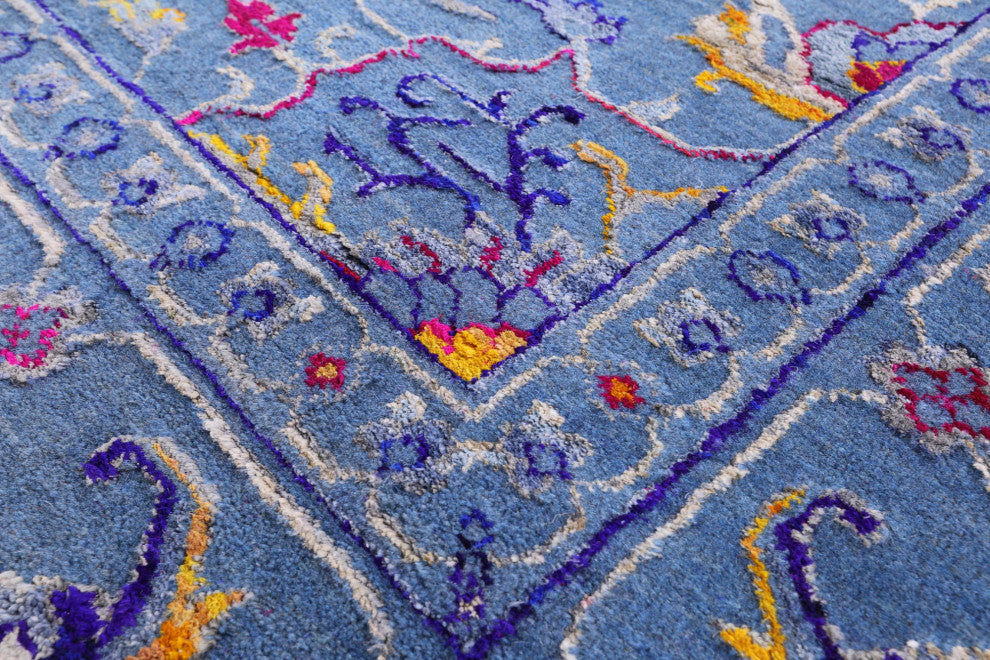 9' 2" X 12' 1" Wool & Silk Persian Heriz Serapi Handmade Rug - Q13686
