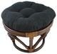 18" Round Solid Micro Suede Tufted Footstool Cushion, Black