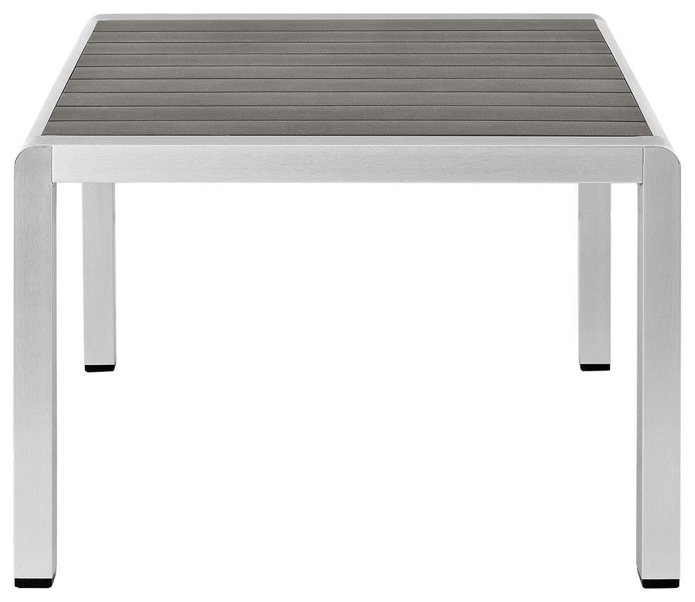Shore Outdoor Patio Aluminum Coffee Table, Silver Gray