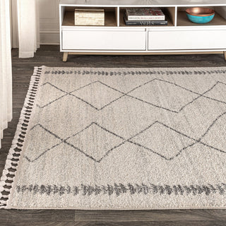 Zaina Moroccan Beni Souk Area Rug, Cream/Gray, 8 X 10