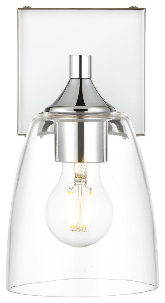 1 Light Chrome And Clear Bath Sconce