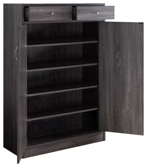 Benzara BM148871 Shoe Cabinet With Spacious Storages, Gray