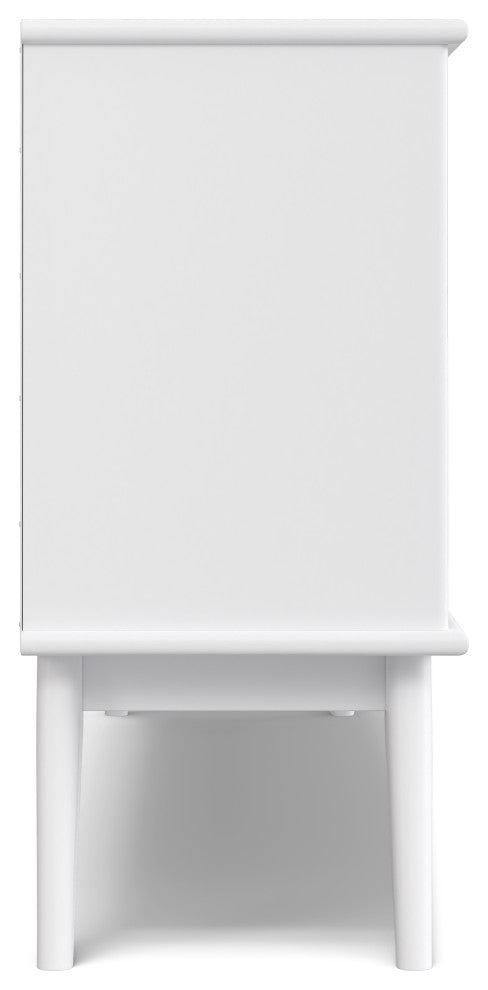 Draper Solid Hardwood Mid Century Low Bookcase, White