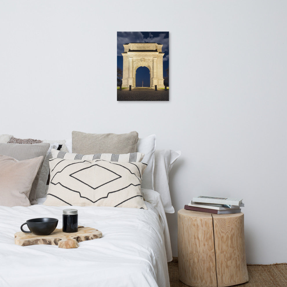 Night Photo at Valley Forge Arch Night Photo Canvas Wall Art Print, 18" X 24"