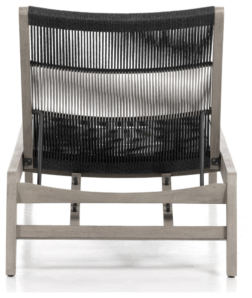 Julian Outdoor Chaise Lounge Weathered Grey, Fsc, Grey Rope, Dark Grey Rope