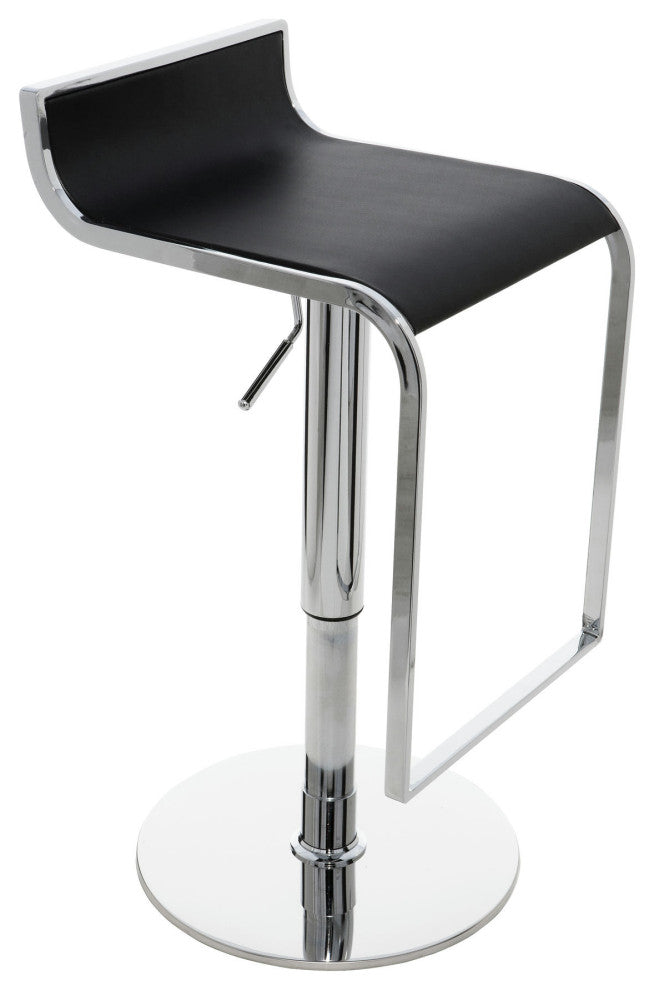 Alexander Adjustable Bar Stool, Modern Contemporary Counter Stool Black Leather