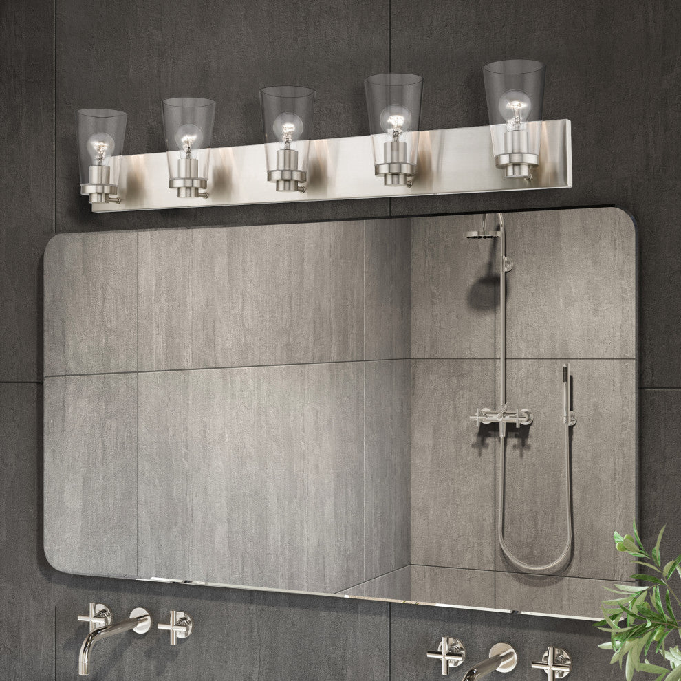 Cityview 5 Light Brushed Nickel Extra Large Vanity Sconce
