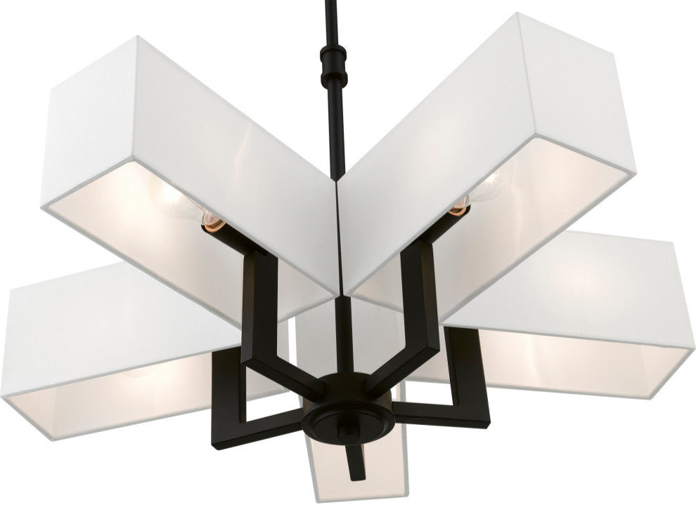 Rubix 5 Light Satin Brass Chandelier
