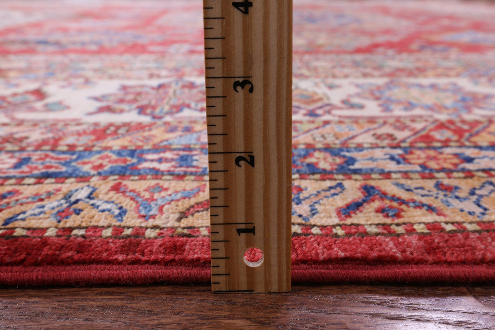 Super Kazak Geometric Hand Knotted Wool Rug 10' 1" X 13' 4" Q10607
