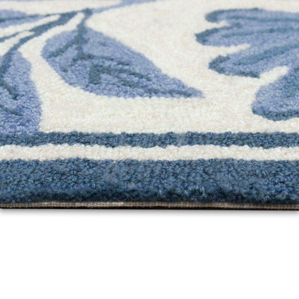 Capri Floral Vine Indoor/Outdoor Rug Blue 2'x8'
