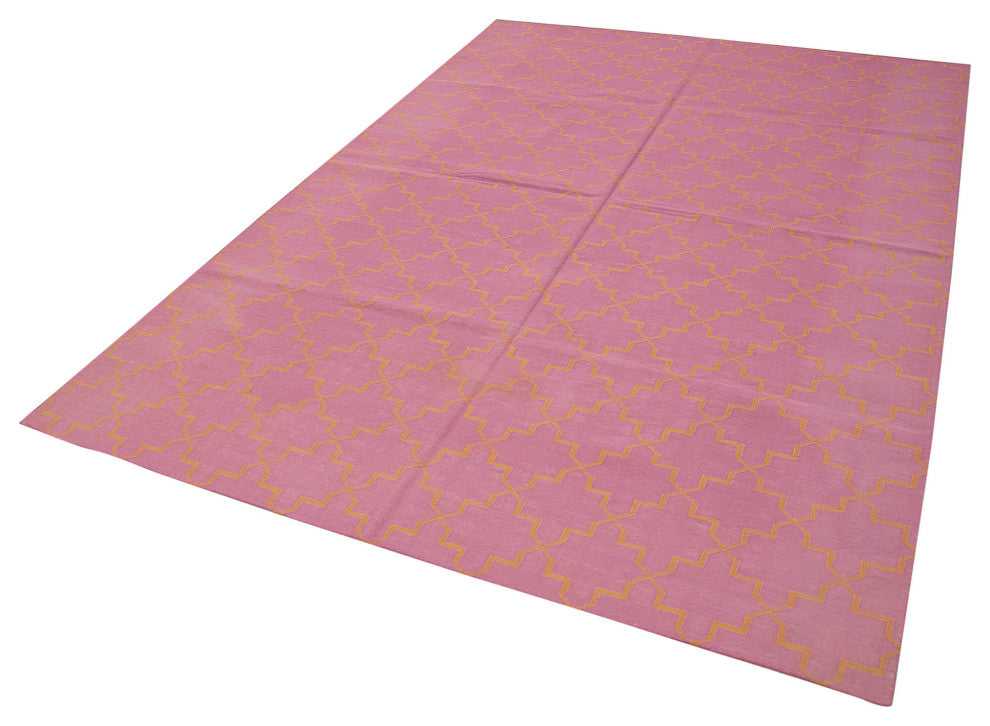 Rug N Carpet - Handmade Wool 6' 2'' x 8' 10'' Modern Design Dhurrie Kilim Rug