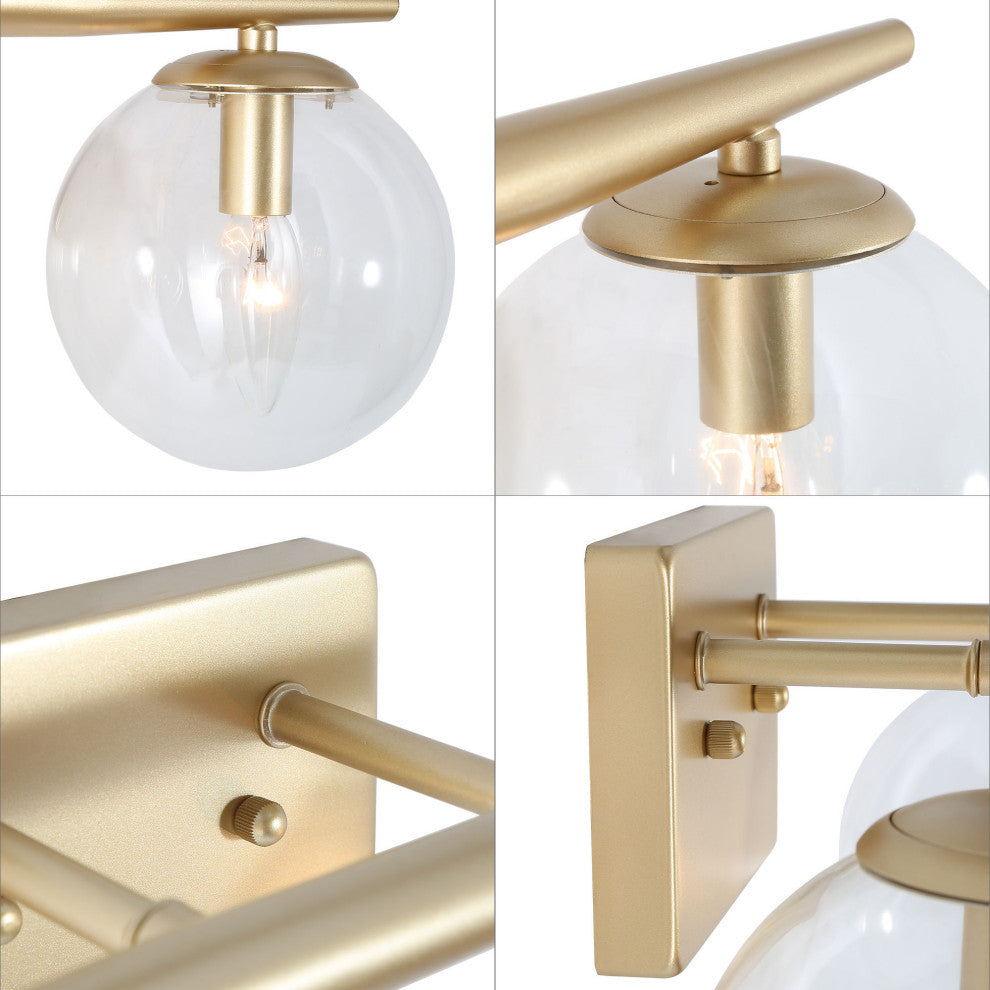 Modern Globe Bathroom Wall Light Glass Gold Dome Vanity Light