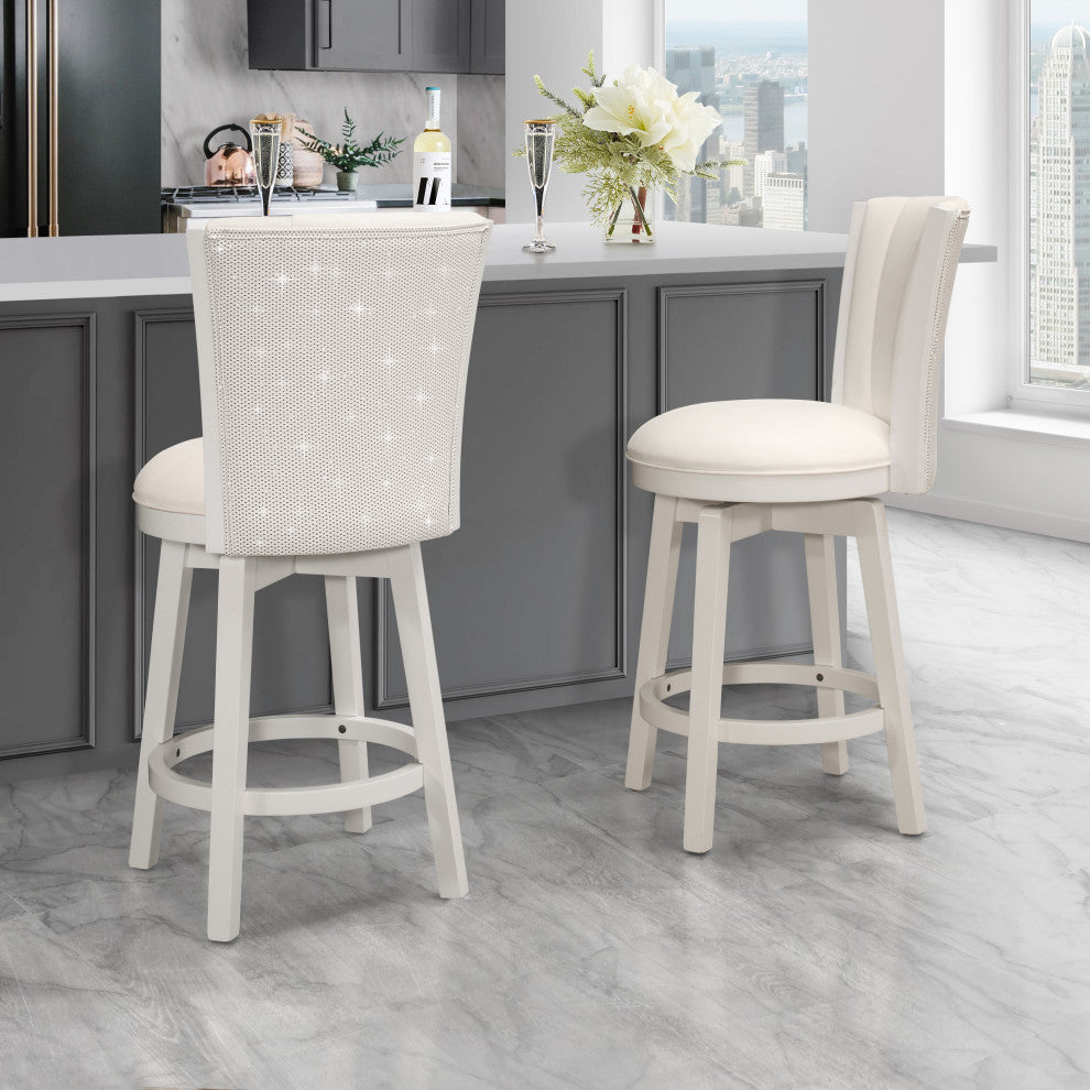 Hillsdale Gianna Wood Swivel Stool With Upholstered Back, Counter Height