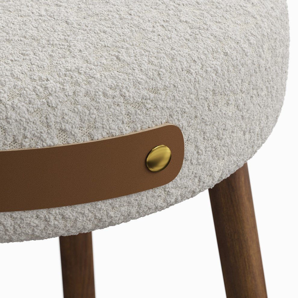 Modern Brazilian - Loop - Upholstered Stool - Noodles Natural Seat, Nozes