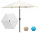 8' Outdoor Patio Steel Market Umbrella With Push Button Tilt and Crank, White