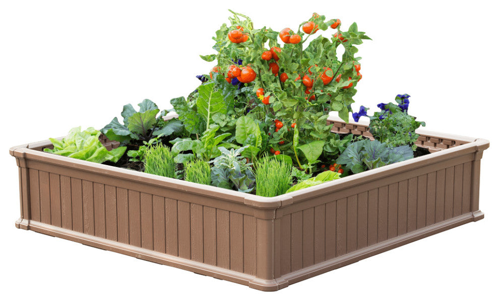 Modern Home Raised Garden Bed Kit - Stackable Modular Flower/Planter Kit (4'x4'