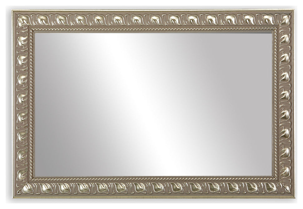 Hillsborough Framed Wall Mirror, Nickel, 28"x60"