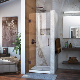 DreamLine Unidoor Frameless Hinged Shower Door, Clear Glass, Oil Rubbed Bronze