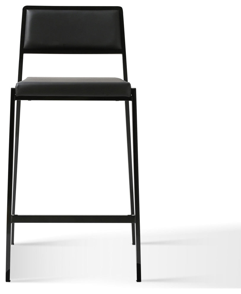 Gale Performance Vegan Leather Stackable Stool, Set of 2, Black