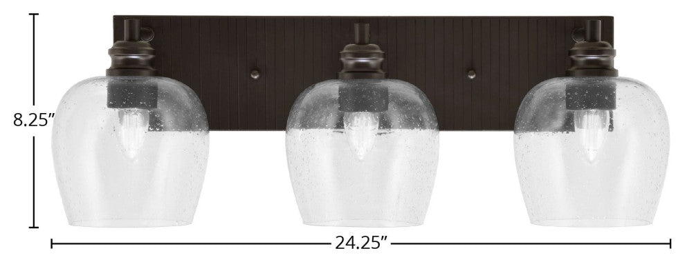 Edge 3-Light Bath Bar, Espresso Finish, 6" Clear Bubble Glass