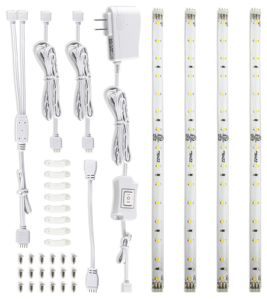 LED Under Cabinet White Strip Lights, 4-Pack