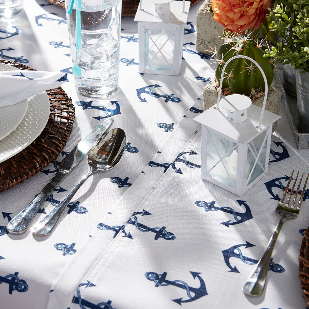 Anchors Print Outdoor Tablecloth With Zipper 60X120