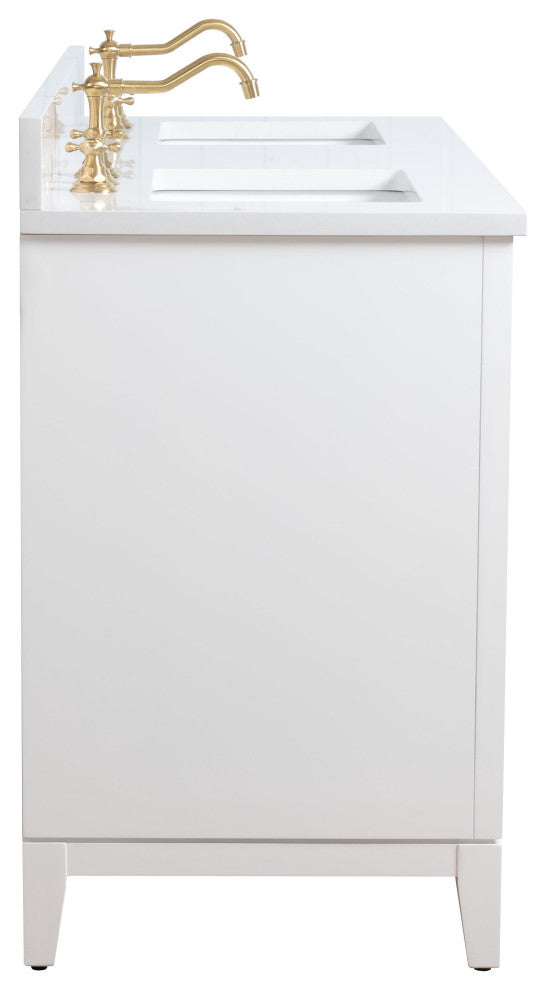 Vanity Art Bathroom Vanity With Sink, White, 60" Double