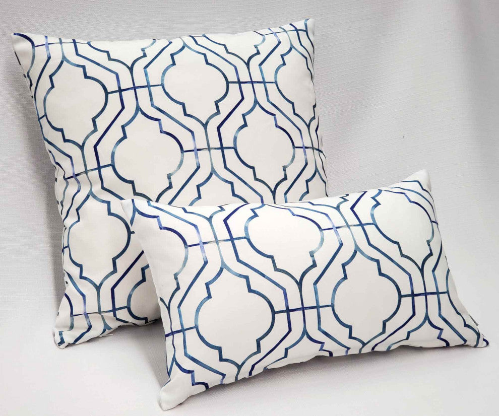 Biltmore Gate Blue Throw Pillow 12x20, with Polyfill Insert