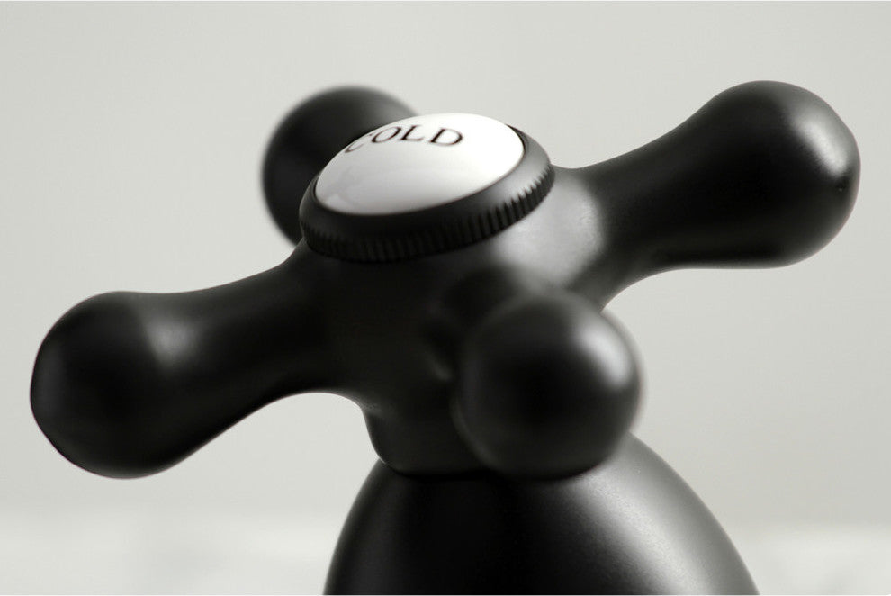 Kingston Brass Widespread Bathroom Faucet With Brass Pop-Up, Matte Black
