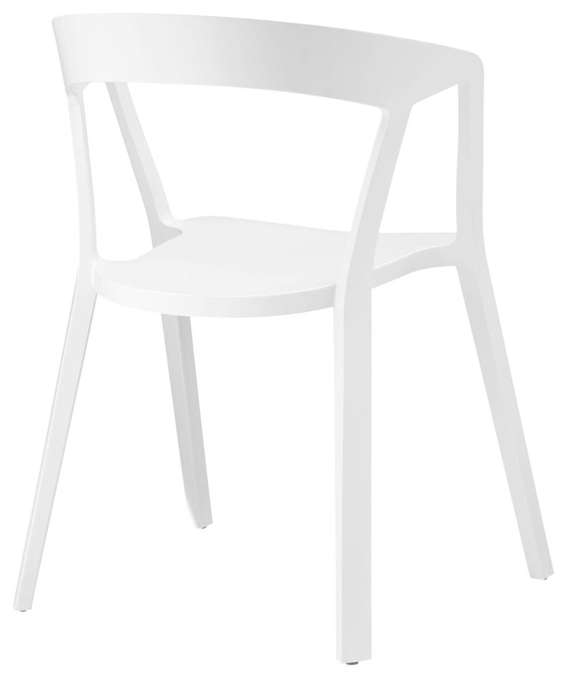 Modern Contemporary Dining Armchair, White Plastic