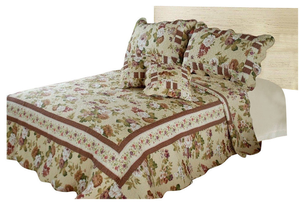 Rose Garden Reversible Quilt Set, Queen