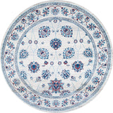 Modern Persian Moroccan Ivory/Blue/Red 5' Round Area Rug