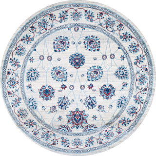 Modern Persian Moroccan Ivory/Blue/Red 5' Round Area Rug