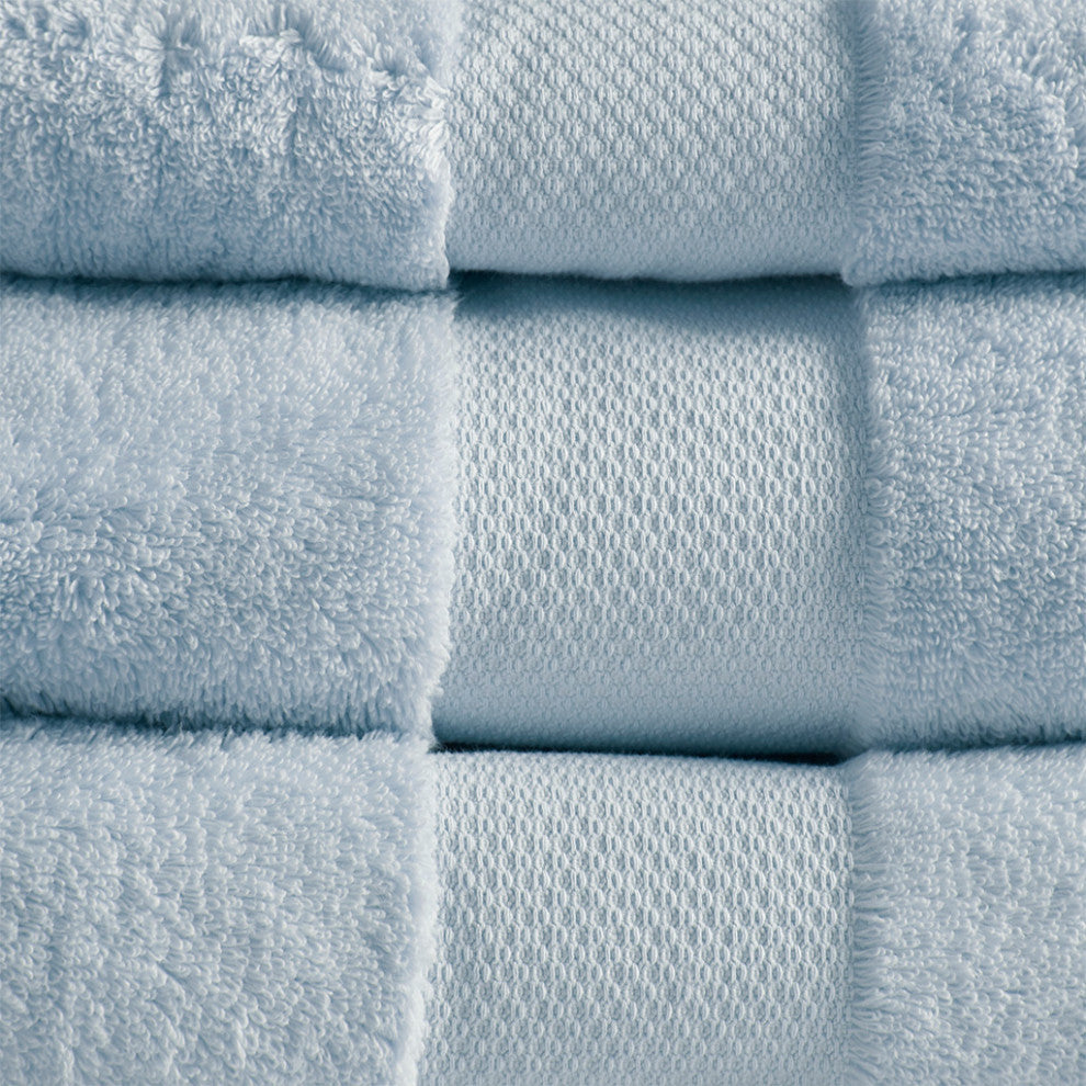 Madison Park Signature Turkish Cotton 6 Piece Bath Towel Set, Light Blue