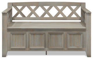 Amherst Entryway Storage Bench, Distressed Gray