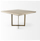 Gray Finished Wood WithMetal Base Square Dining Table