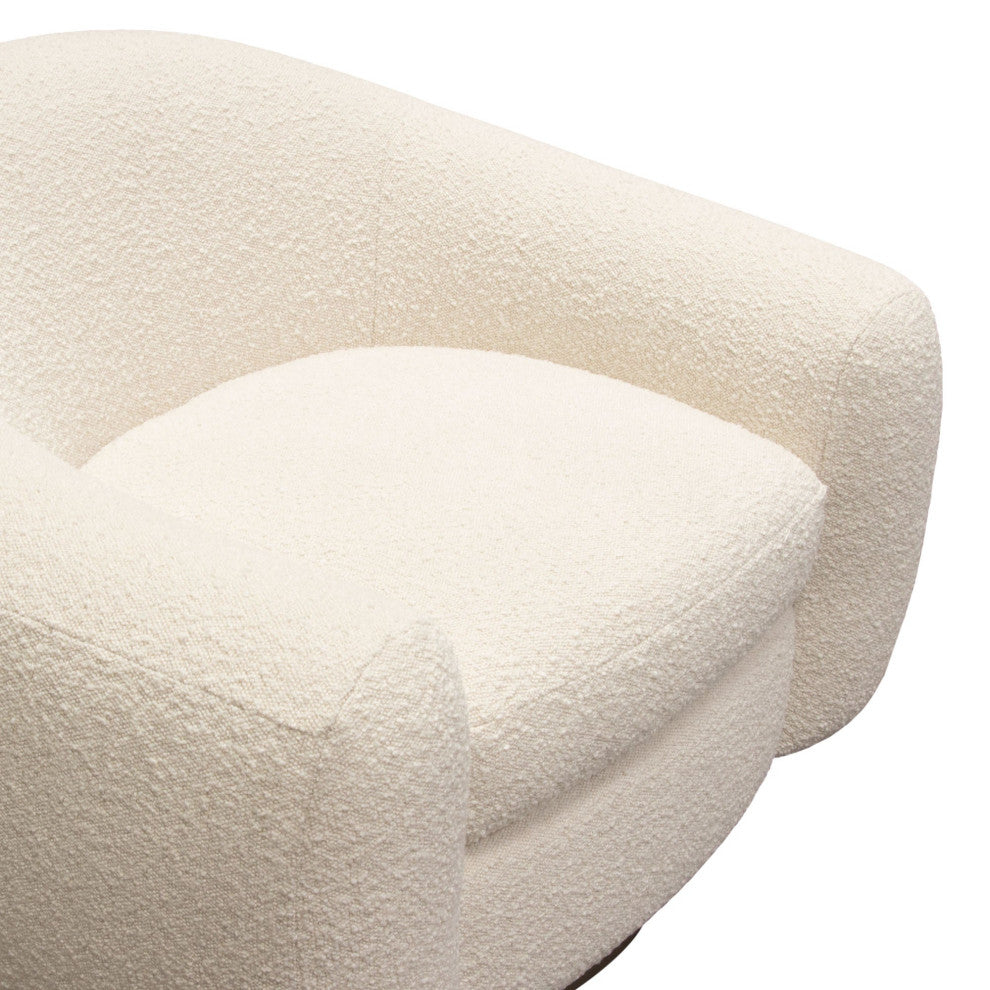 Pascal Swivel Chair With Boucle Textured Fabric, Bone