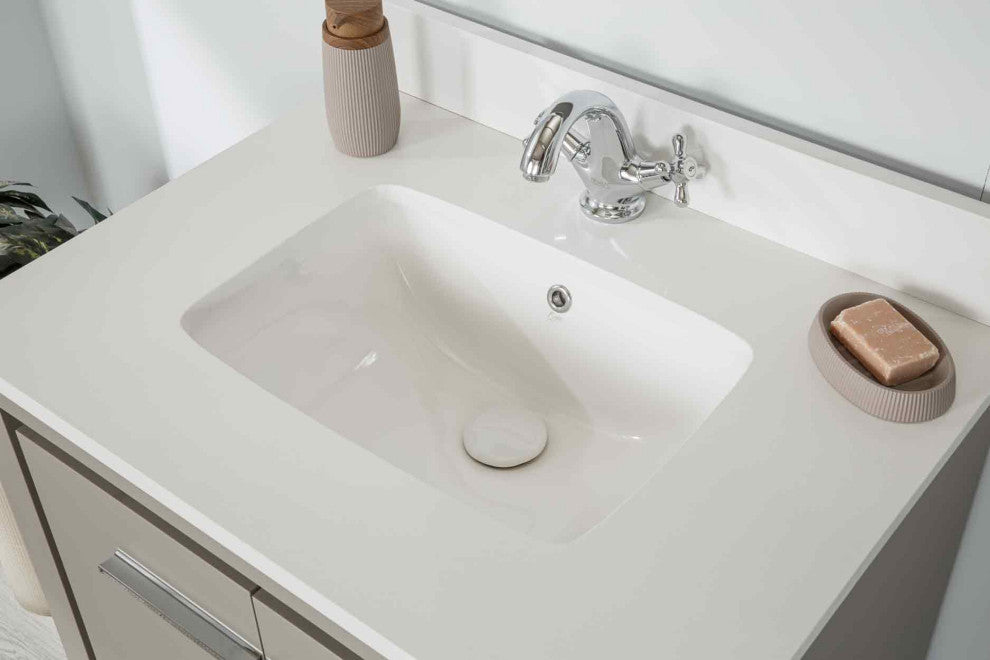 Mila Collection 30" Bathroom Vanity With Sink, Mirror, Countertop, Ash Gray