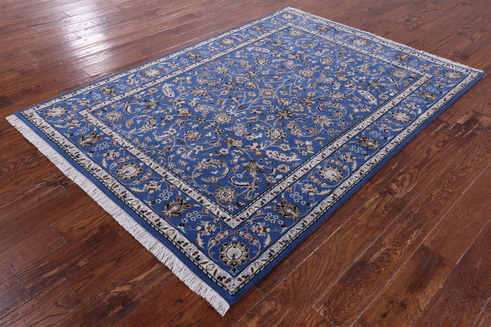 5' 0" X 7' 0" Persian Nain Wool and Silk Hand Knotted Rug Q11650