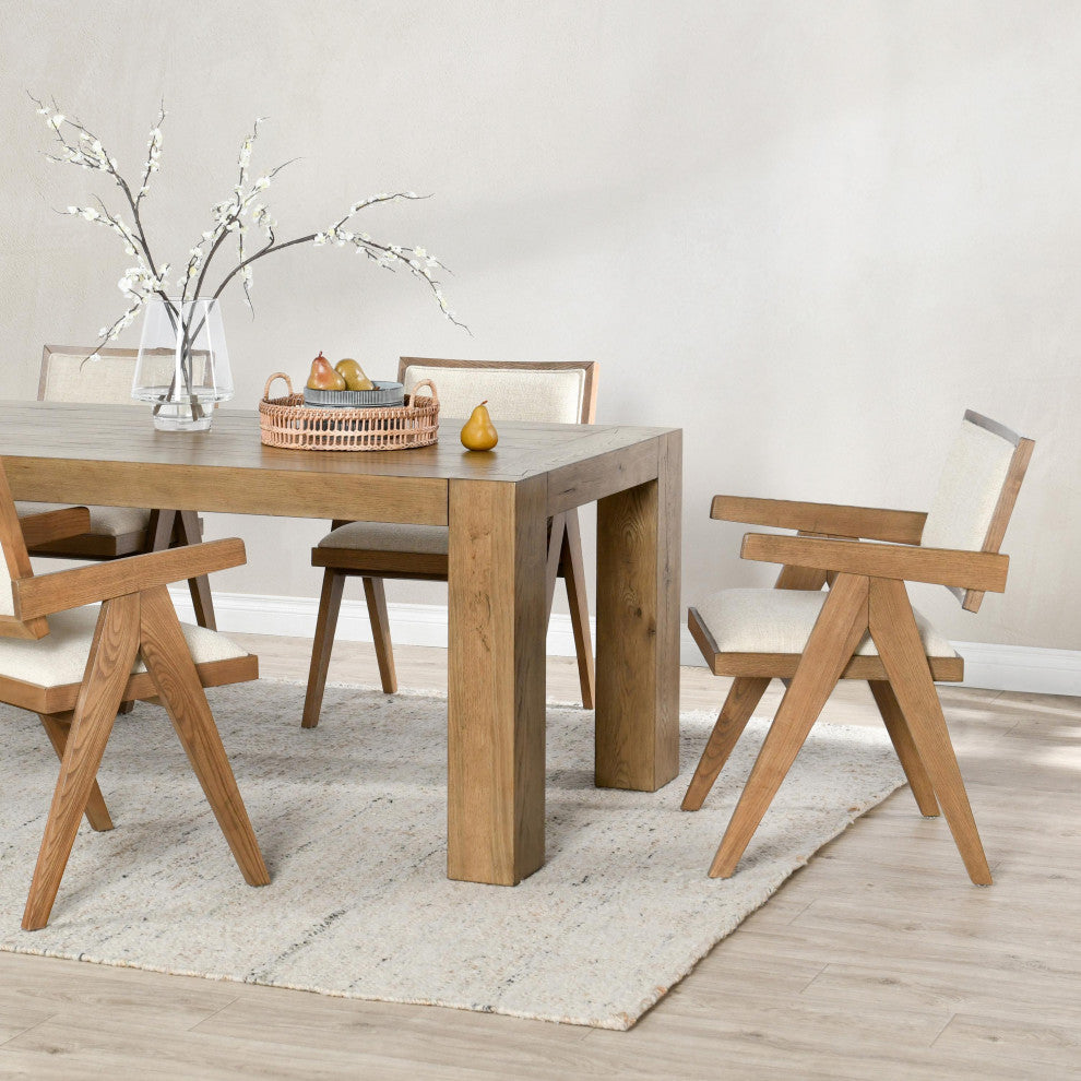 Kingston 89" Reclaimed Oak Wood Dining Table, Natural Tone