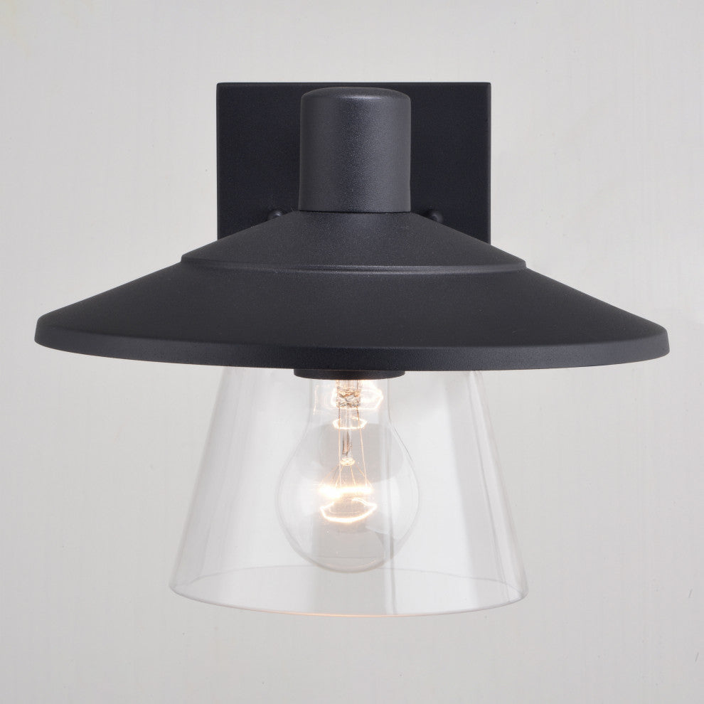 Westport Steel 1 Light Black Coastal Outdoor Wall Lantern Clear Glass