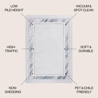 Athens Classic Border Marble Pattern High-Low Area Rug