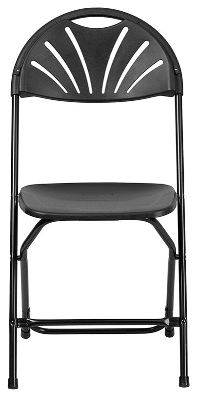 2 Pack HERCULES Series 650 lb. Capacity Plastic Fan Back Folding Chair, Black
