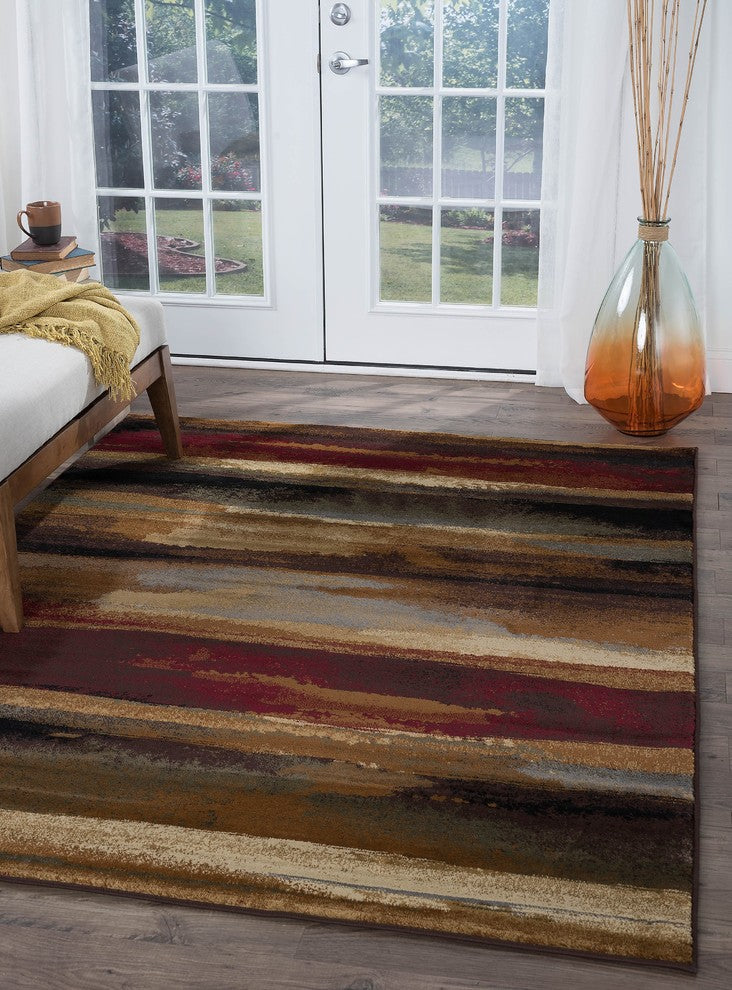 Dakota Contemporary Abstract Area Rug, Multi-Color, 6'7''x9'6''